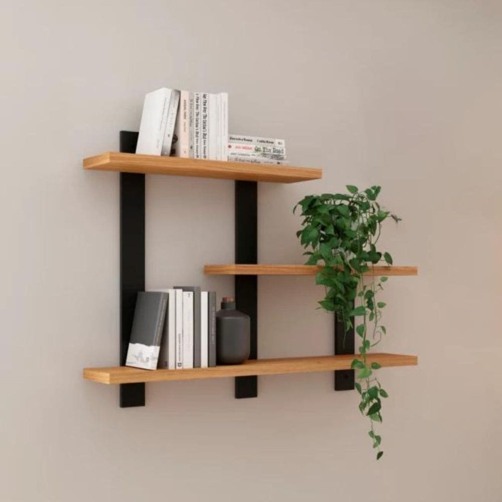 Nicho Retangular Industrial 100% MDF Freijó Preto 85x70 Cm Pradel