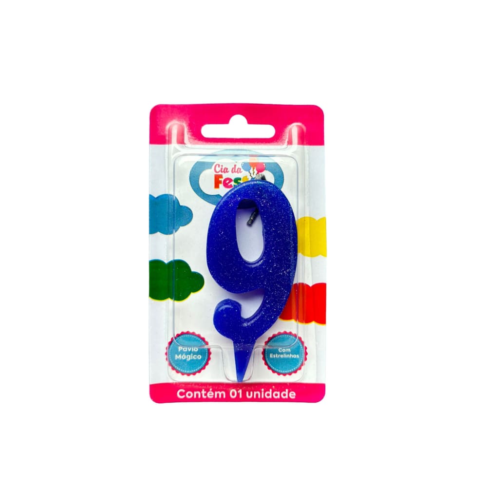 Vela Premium Azul N 9 Cia Da Festa