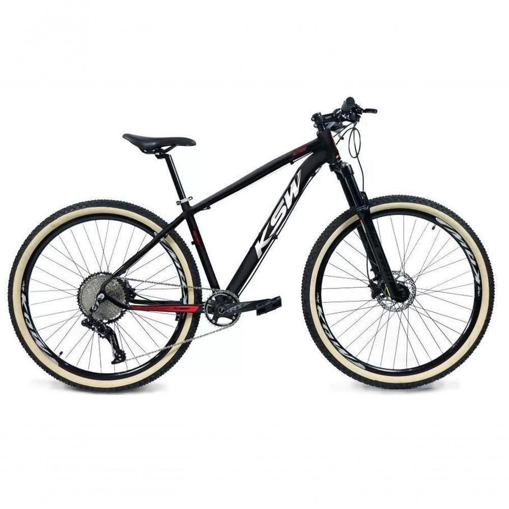 Bicicleta 29 Ksw Xlt 12v Freios Hidráulicos 1x12v Trava No Ombro Pneu Bege - Preto-vermelho-branco Tam.15
