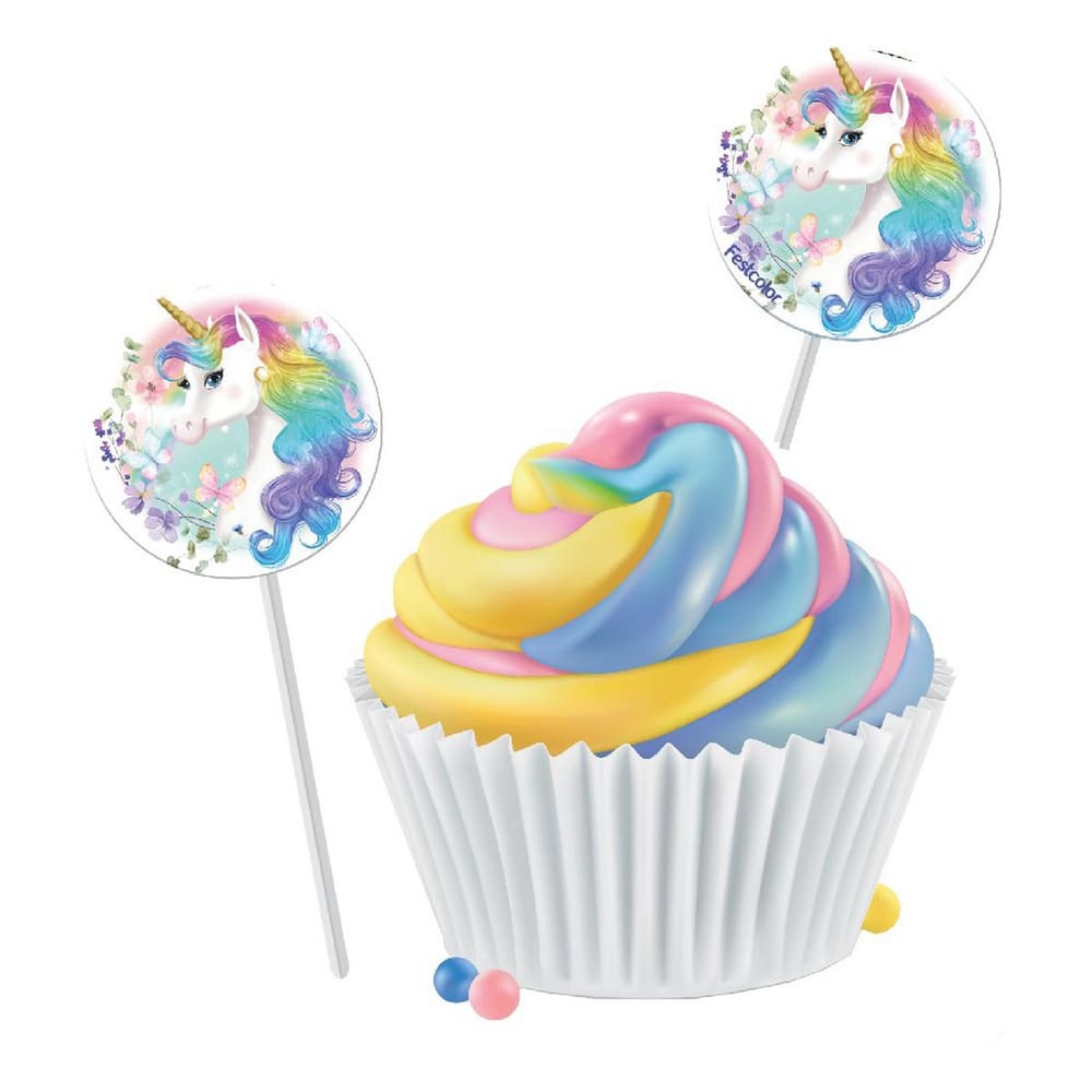 Topper P/ Doces Unicornio C/8 Festcolor