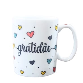kit 30 Canecas 300ml - GRATIDÃO - Porcelana Decorada