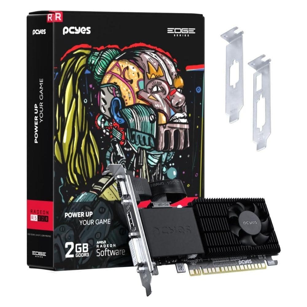 Placa de Video Pcyes Radeon R5 220 2GB DDR3 64Bits PPER5DR3LPBR