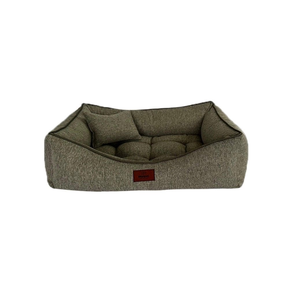 Cama para Cachorro Retangular em Linho Cinza Grande (G) 50 x 65 cm