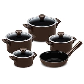 Jogo de Panelas de Cerâmica Clear 5 Peças Chocolate Ceraflame