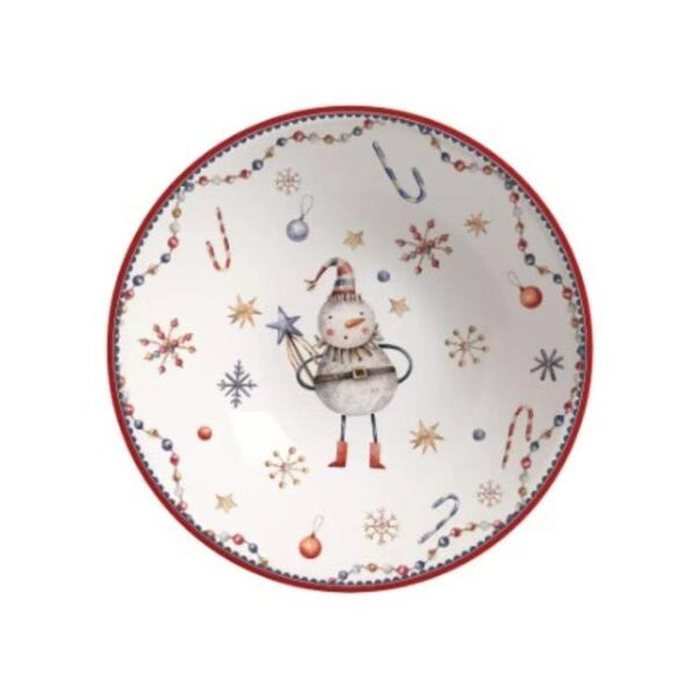 Bowl de Cerâmica Bonecos de Neve Natalino 300ml Alleanza