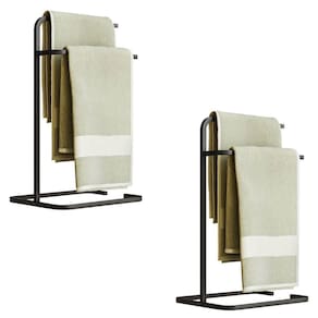 Kit 2 Porta Toalhas De Rosto Eleganza Metal Preto