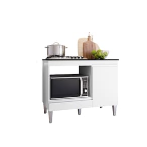 Balcão Gabinete Cooktop Carla Branco C/Tampo - AJL Móveis