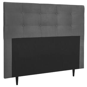 Cabeceira Estofada Cama Box Queen 160 cm Helena Suede Cinza