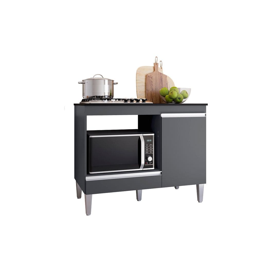 Balcão Cooktop Carla Cinza C/Tampo - AJL Móveis
