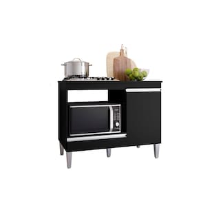Balcão Cooktop Carla Preto C/Tampo - AJL Móveis