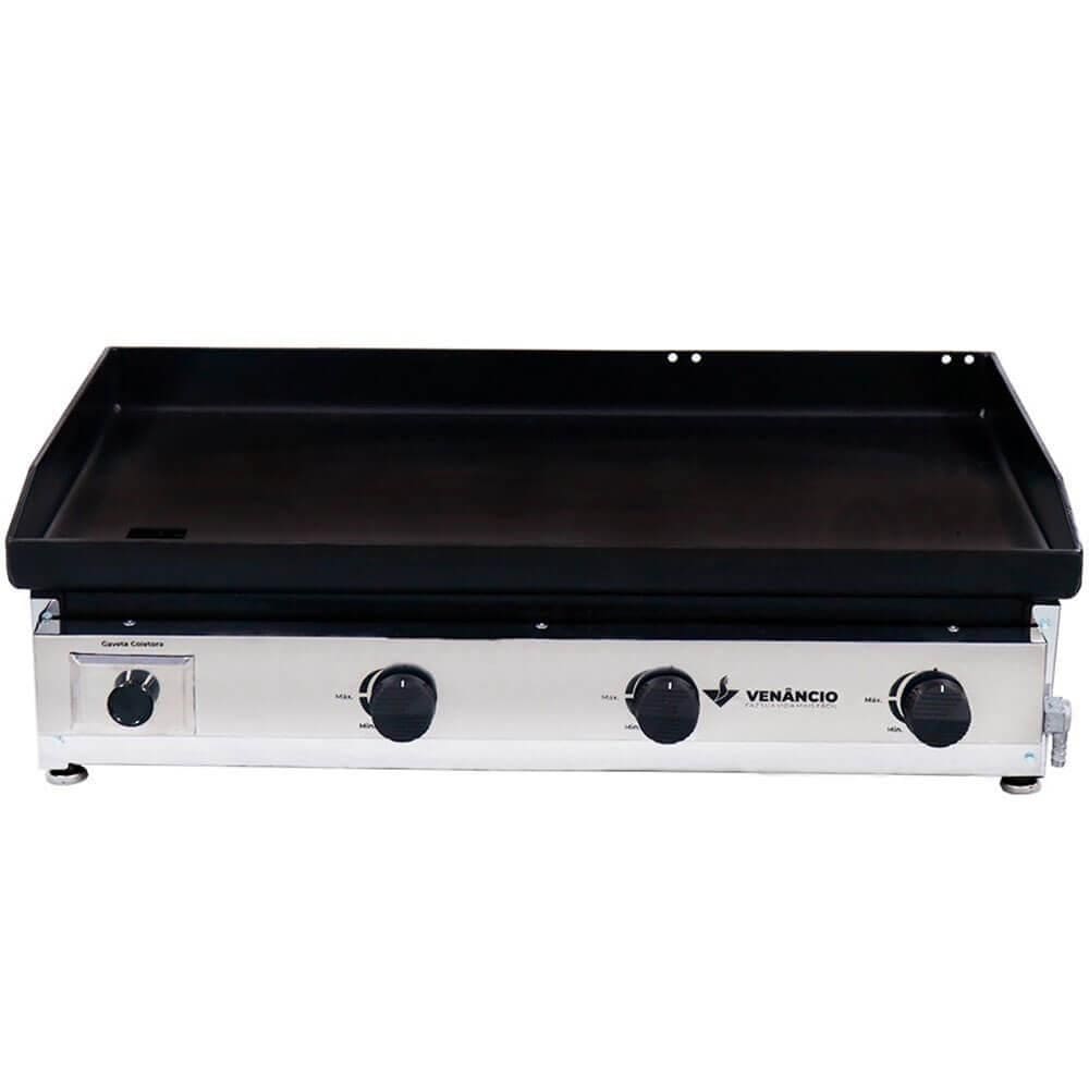 Chapa Bifeteira Venâncio em Aço Inox Deguste Luxo A Gás 80x50 cm com espessura de 4mm C80 14219