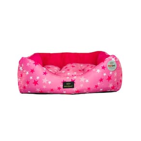 Cama para Cachorro Quadrada em Poliéster Estrela Rosa Grande (GG) 50 x 50 cm