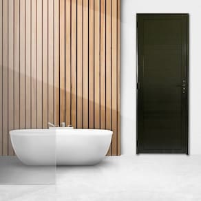 Porta Lambril Com Maçaneta e Fechadura de Banheiro Linha Veneza 210 x 90 Lado Esquerdo Preto