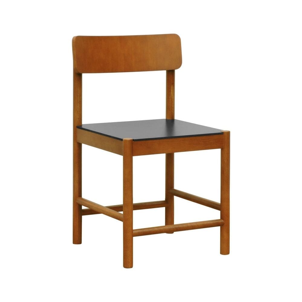 Cadeira Amber Madeira Maciça Assento Mdf Bp Amêndoa/Preto