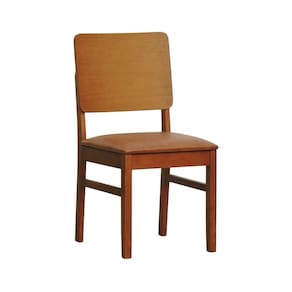 Cadeira Quéops Madeira Maciça Encosto Anatômico Assento Estofado Sintético Amêndoa/Marrom