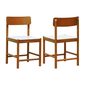 Kit 2 Cadeiras Amber Madeira Maciça Assento Mdf Bp AMÊNDOA /BRANCO