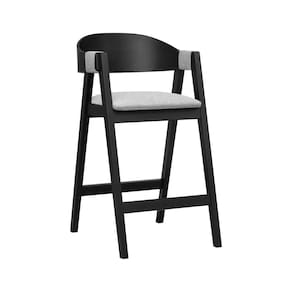 Banqueta Alta Bistrô Miami Encosto Anatômico Curvo Assento Estofado Impermeável Preto/Cinza