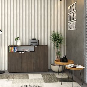 Armário Aparador com 3 Portas e Nicho 89,5cm x 135cm x 42cm Terracota / Branco
