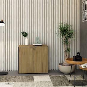 Armário Baixo com 2 Portas 75cm x 80cm x 42cm Vermont Oak / Preto