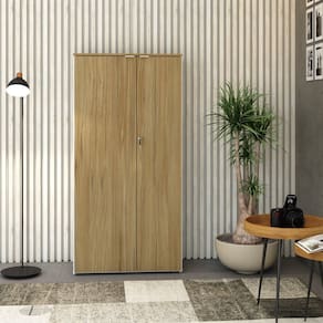 Armário Alto Fechado com 2 Portas 161,5cm x 80cm x 42cm Branco/Vermont Oak