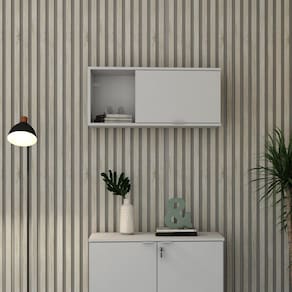 Armário Aéreo com Nicho e Porta Basculante 35cm x 80cm x 35cm Branco