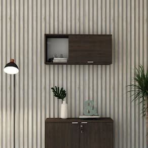 Armário Aéreo com Nicho e Porta Basculante 35cm x 80cm x 35cm Terracota / Branco