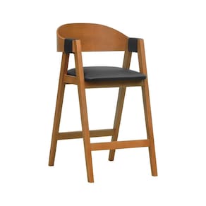Banqueta Alta Bistrô Miami Encosto Anatômico Curvo Assento Estofofado Sintético Amêndoa/Preto