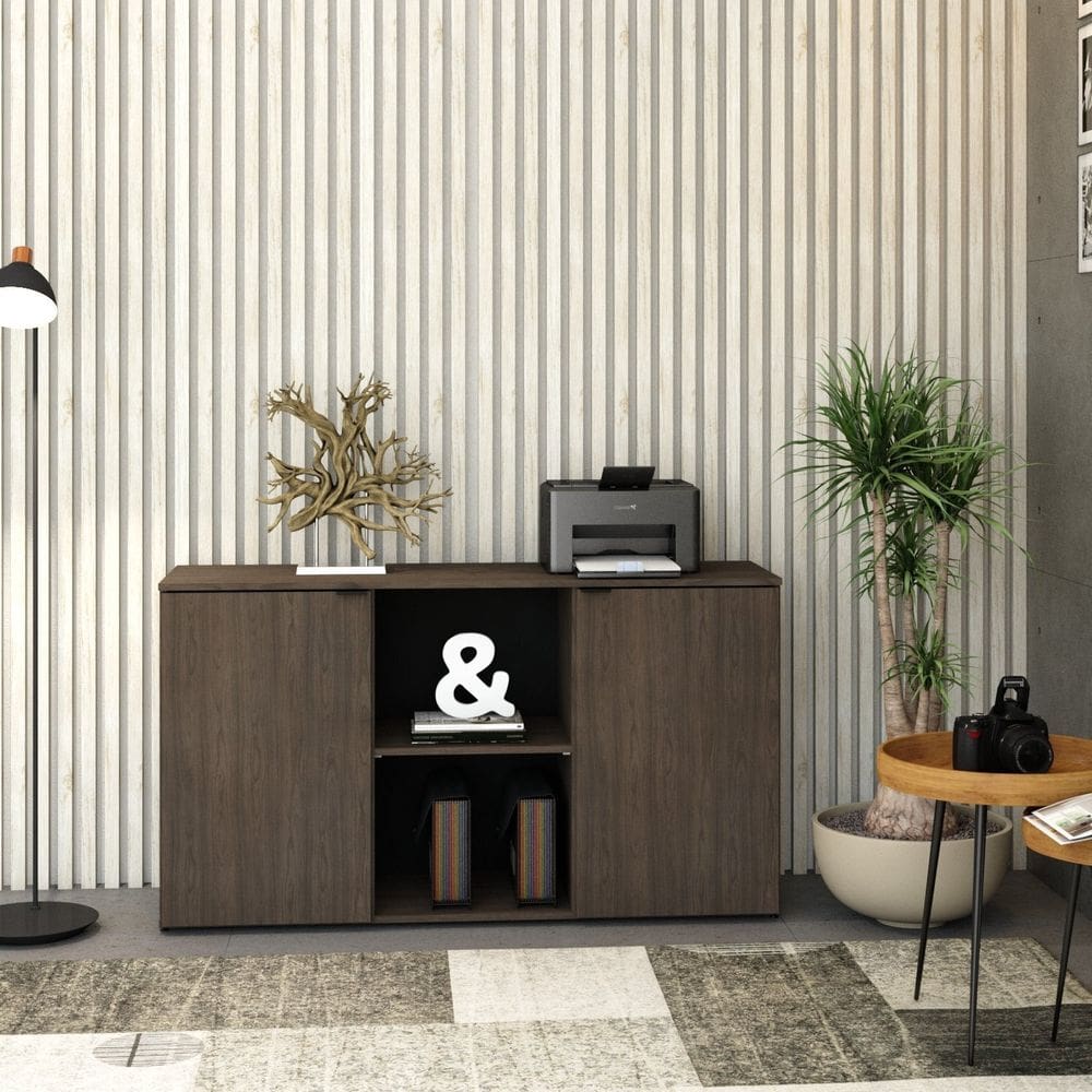 Armário Baixo com 2 Portas e Nicho 75cm x 135cm x 42cm Terracota / Preto