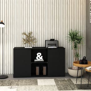 Armário Baixo com 2 Portas e Nicho 75cm x 135cm x 42cm Preto