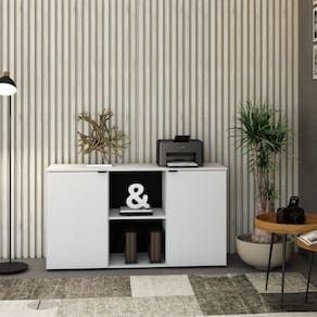 Armário Baixo com 2 Portas e Nicho 75cm x 135 cm x 42cm Branco