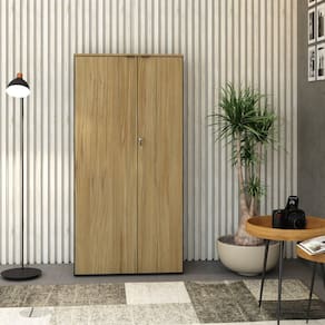 Armário Alto Fechado com 2 Portas 161,5cm x 80cm x 42cm Preto/Vermont Oak