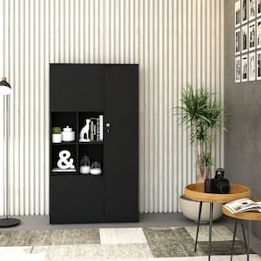 Armário Alto com Nicho e 3 Portas 161,5cm x 90cm x 42cm Preto