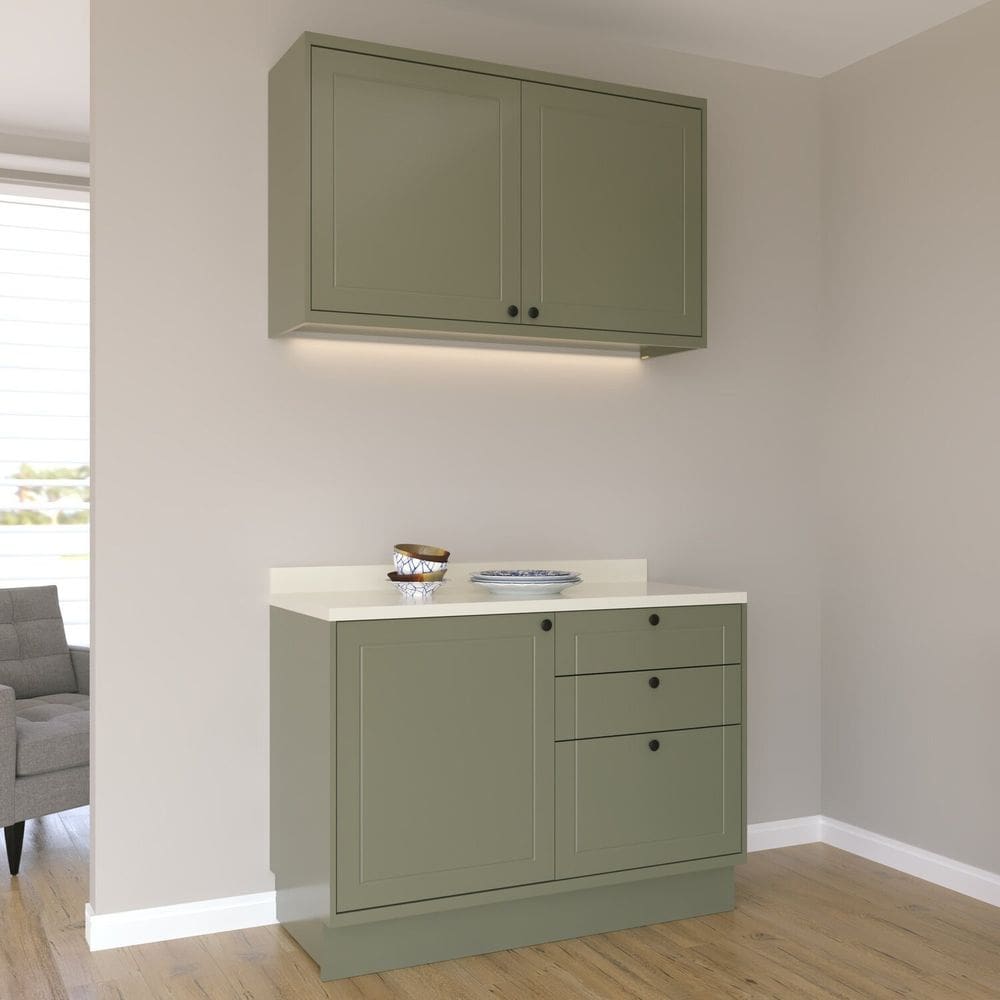 Cozinha Compacta 2 Peças 3 Portas 3 Gavetas Sevilha Verde Hill /Cinza