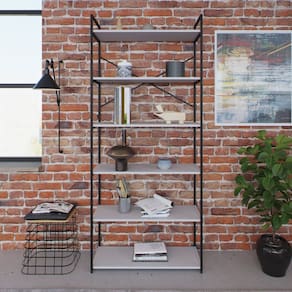 Estante Alta com 6 Prateleiras 185x80x33cm Yon Branco/Preto