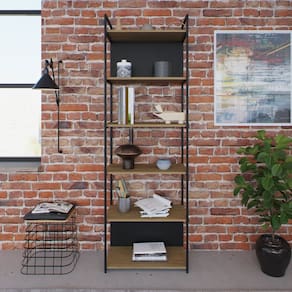 Estante Alta com 6 Prateleiras 185x60x33cm com Fundo Yon Vermont/Preto