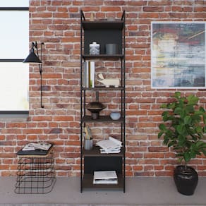 Estante Alta com 6 Prateleiras 185x45x33cm com Fundo Yon Terracota/Preto