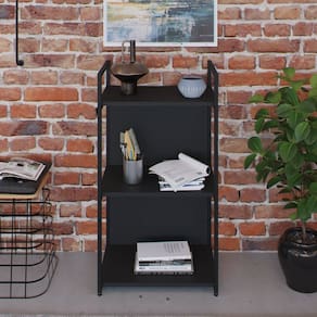 Estante com 3 Prateleiras 84x45x33cm com Fundo Yon Preto