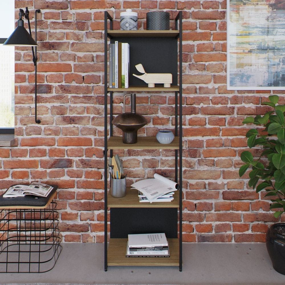 Estante com 5 Prateleiras 152x45x33cm com Fundo Yon Vermont/Preto