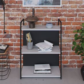 Estante com 3 Prateleiras 84x60x33cm com Fundo Yon Branco/Preto