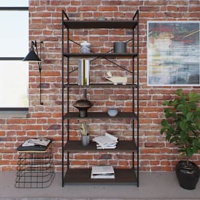 Estante Alta com 6 Prateleiras 185x80x33cm Yon Terracota/Preto