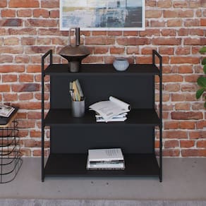 Estante com 3 Prateleiras 84x80x33cm com Fundo Yon Preto