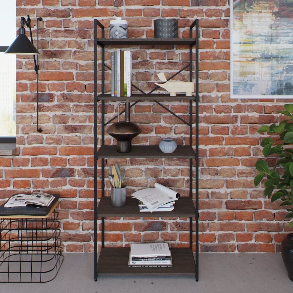 Estante com 5 Prateleiras 152x60x33cm Yon Terracota/Preto