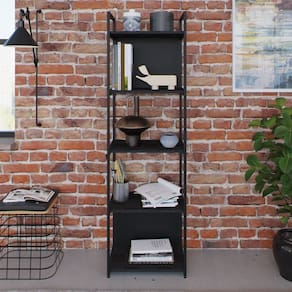 Estante com 5 Prateleiras 152x45x33cm com Fundo Yon Preto