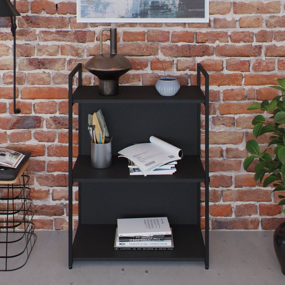 Estante com 3 Prateleiras 84x60x33cm com Fundo Yon Preto