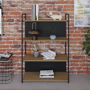 Estante com 4 Prateleiras 118x80x33cm com Fundo Yon Vermont/Preto