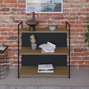 Estante com 3 Prateleiras 84x80x33cm com Fundo Yon Vermont/Preto