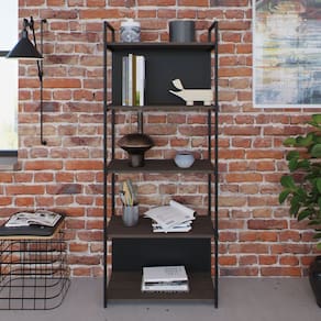 Estante com 5 Prateleiras 152x60x33cm com Fundo Yon Terracota/Preto