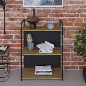 Estante com 3 Prateleiras 84x60x33cm com Fundo Yon Vermont/Preto