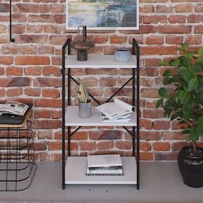 Estante com 3 Prateleiras 84x45x33cm Yon Branco /Preto