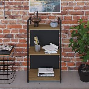 Estante com 3 Prateleiras 84x45x33cm com Fundo Yon Vermont/Preto